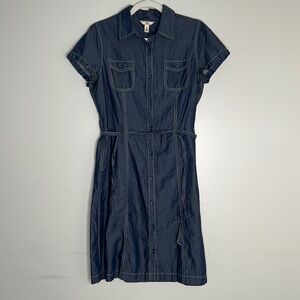 Denim Short Sleeve Dress Lightweight G.H. Bass Utility Shirt Dress Knee Length